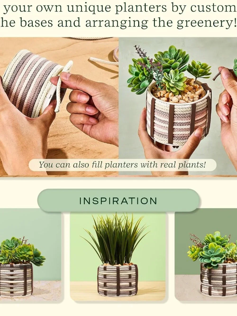 Lifelines FlowCrafts, Cord-Wrapped Planters-NWT
